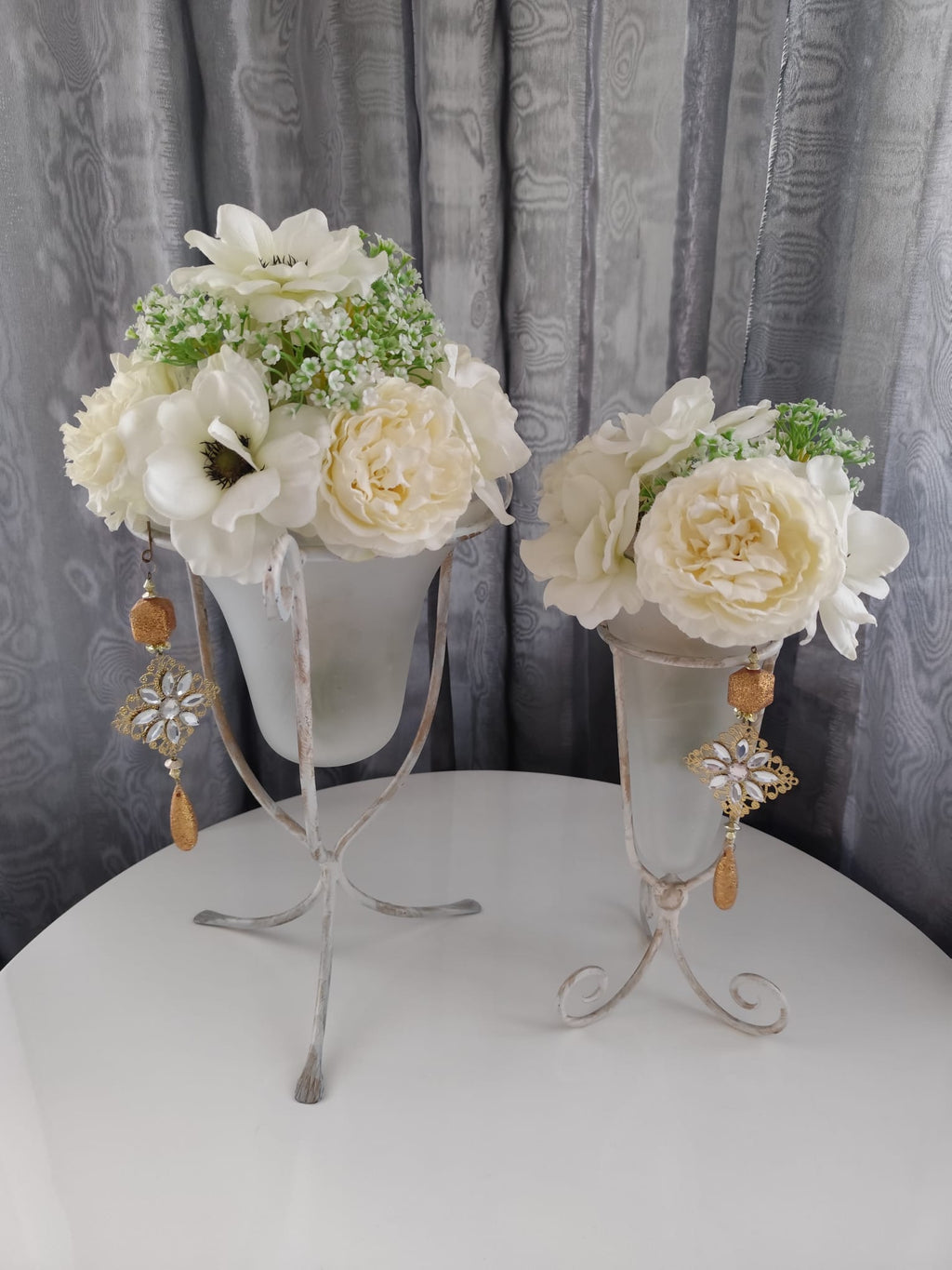 Ikebana + Váza 40×23 cm – Matné sklo, kov | Steampunk, Vintage | Nika's Home