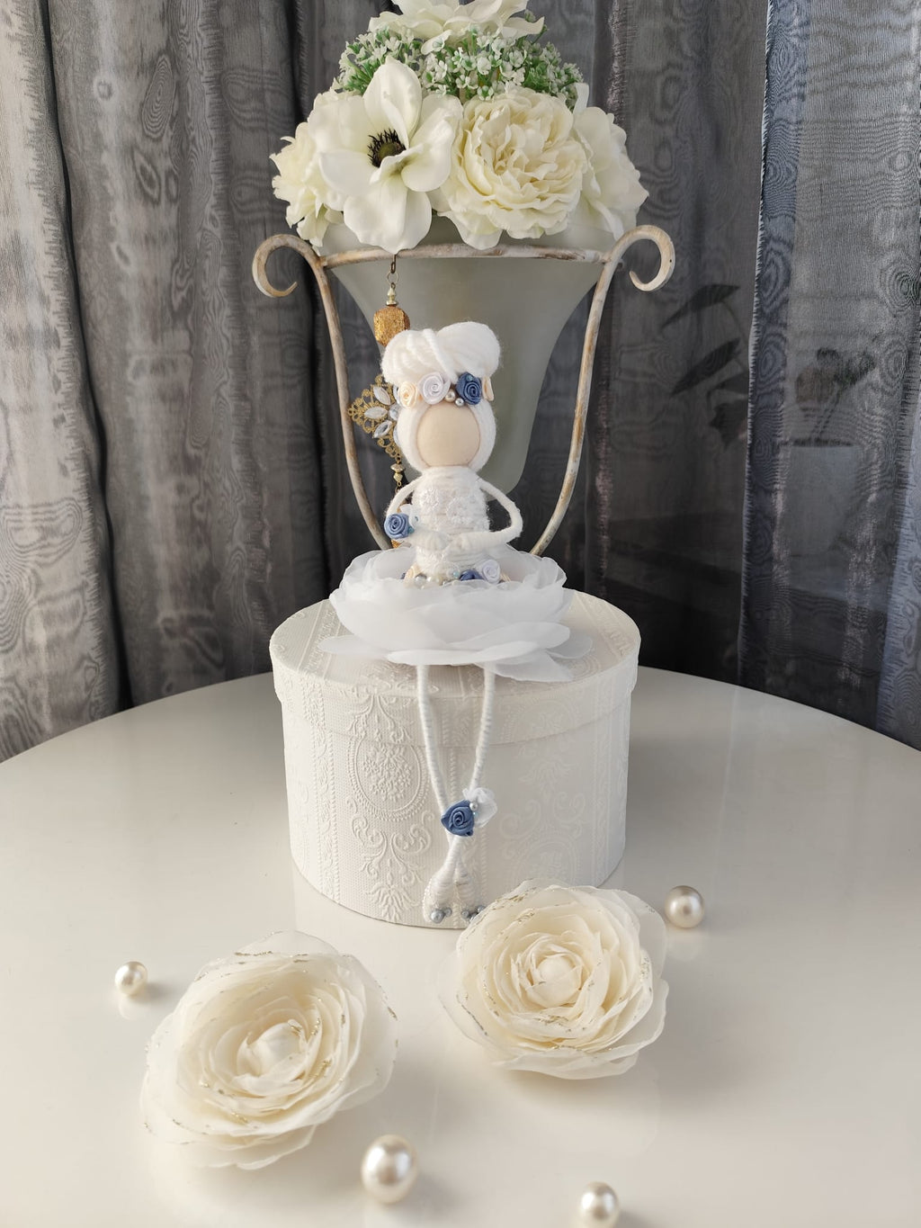 Nikaska Flower Doll Blue – Ručně vyrobená panenka | 34 cm | Nika's Home