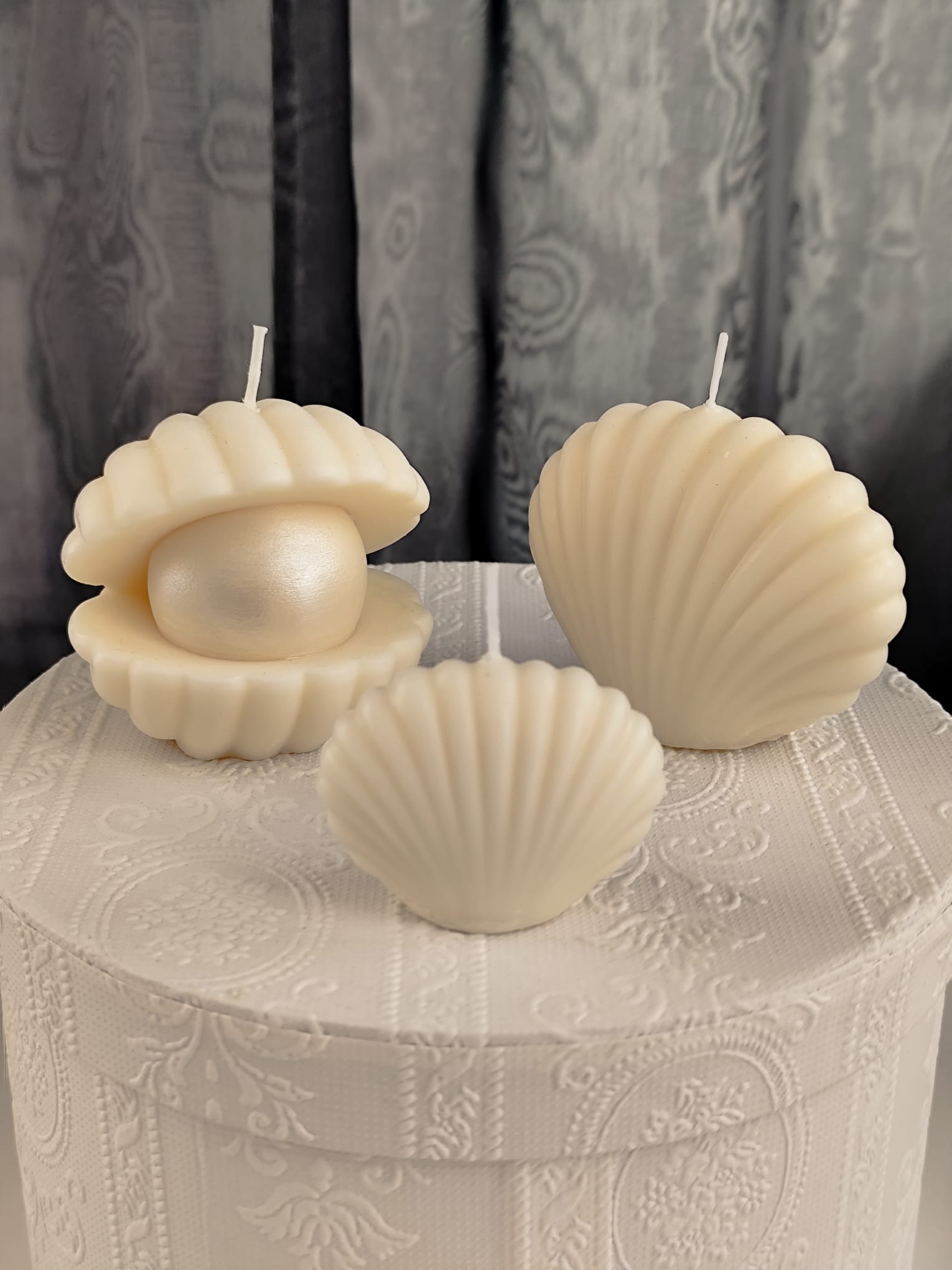 Large Pearl Shell NH - Sójové svíčky, sada 3 ks | Nika's Home