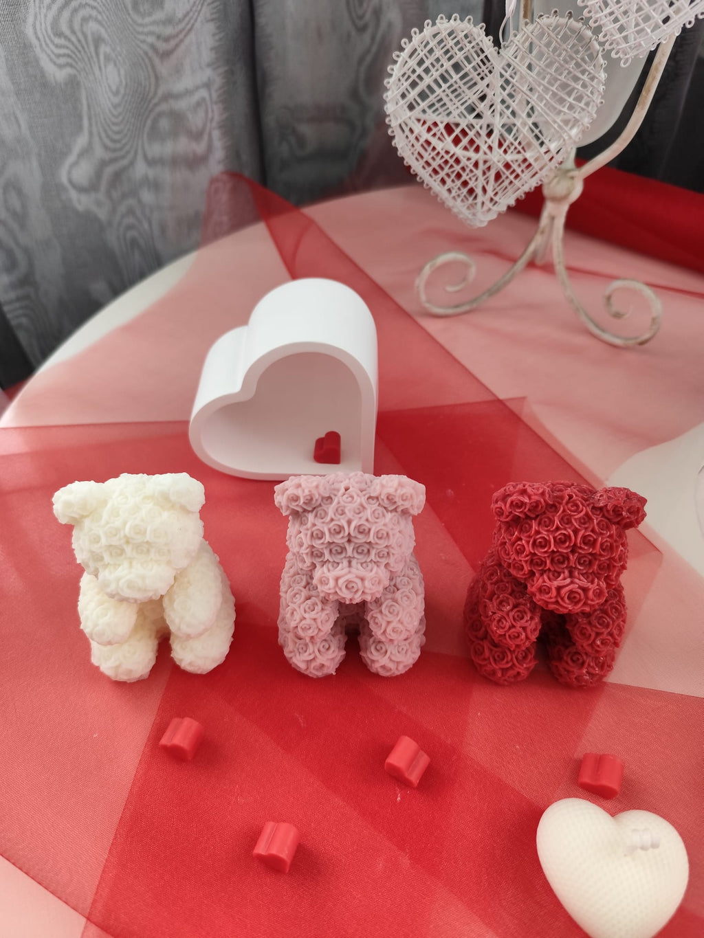 Rose Teddy Bear NH - Sójové svíčky, sada 3 ks | Nika's Home