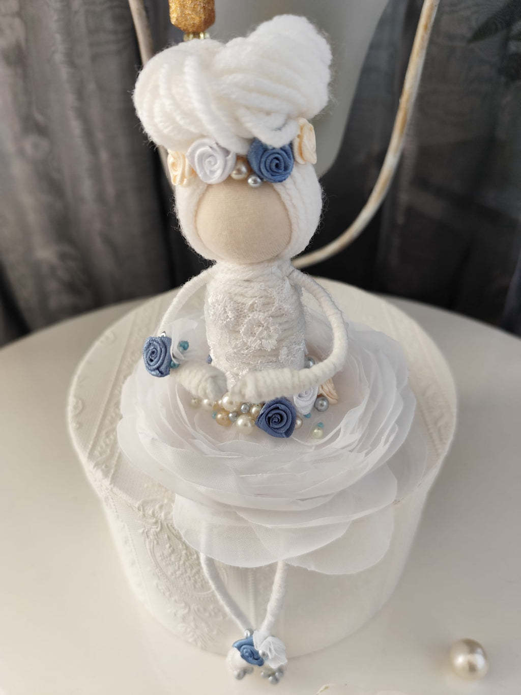 Nikaska Flower Doll Blue – Ručně vyrobená panenka | 34 cm | Nika's Home