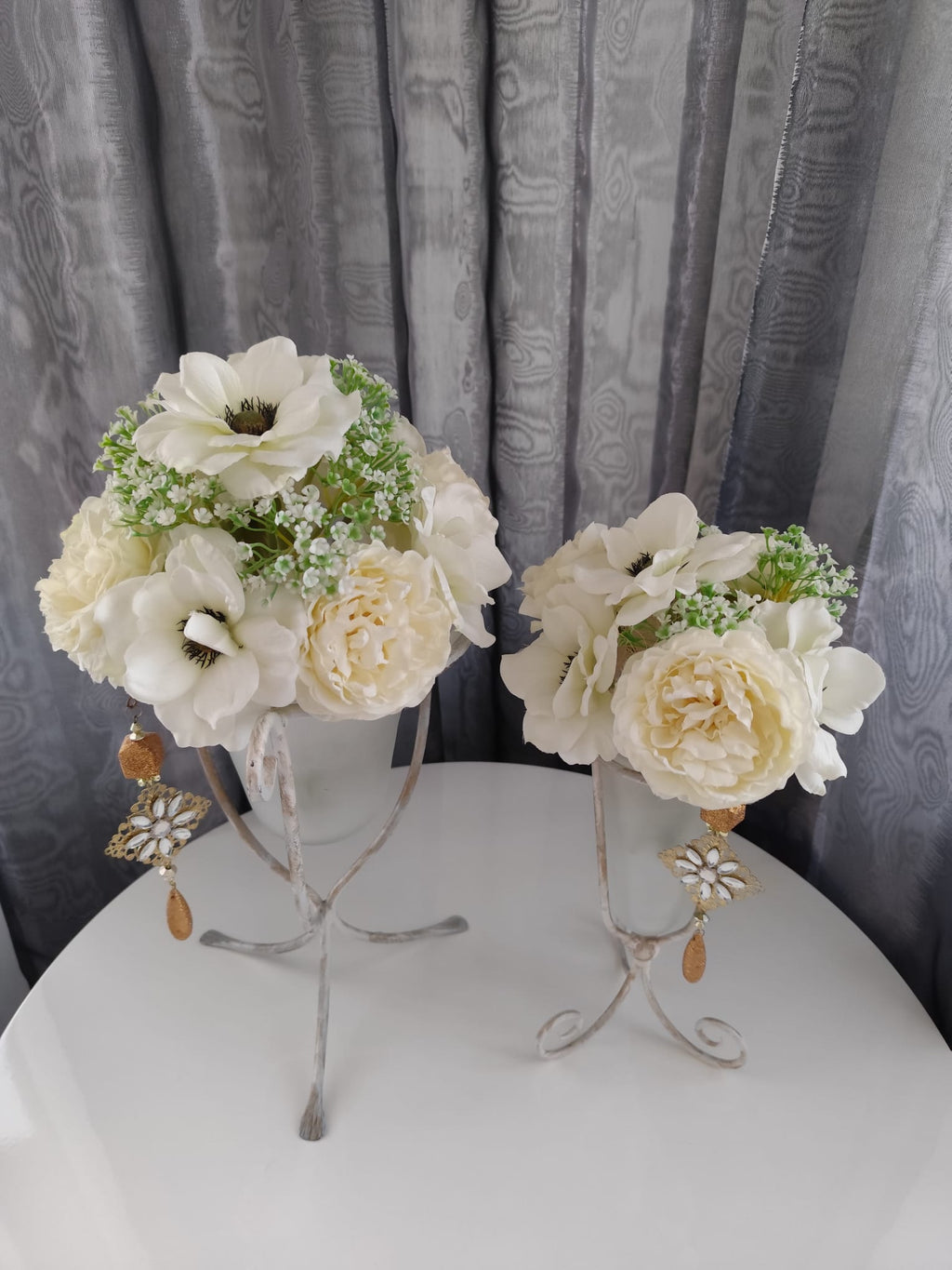 Ikebana + Váza 40×23 cm – Matné sklo, kov | Steampunk, Vintage | Nika's Home