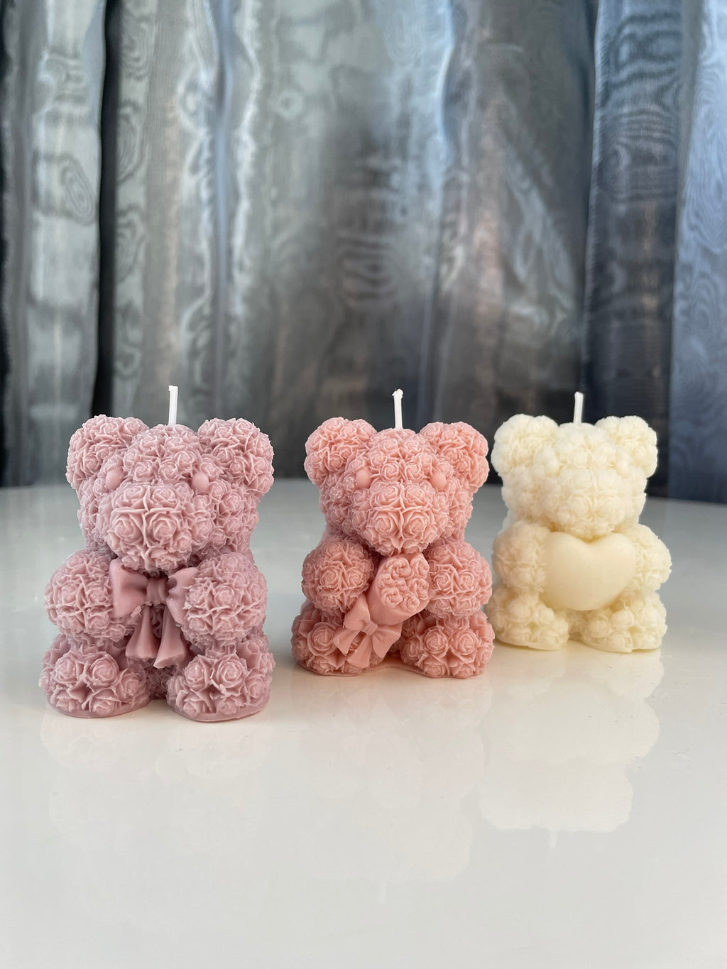Candle Little Teddy Rose NH – Sójové svíčky ve tvaru medvídků | 5 barev | Nika's Home