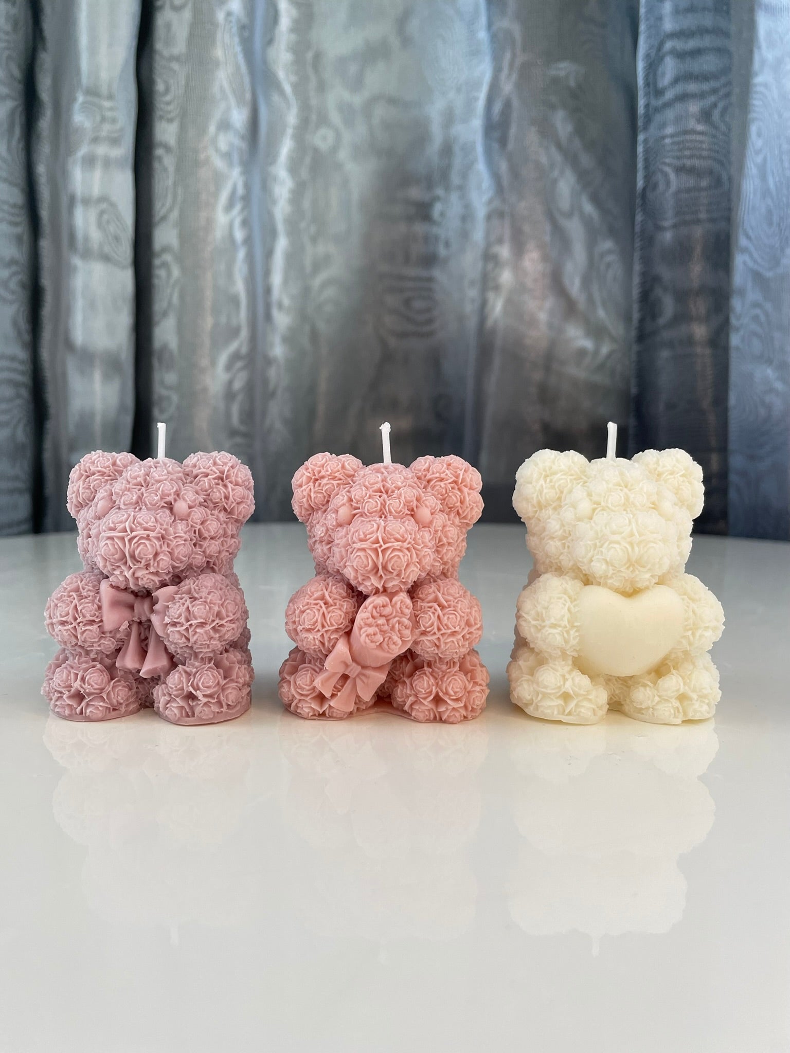 Candle Little Teddy Rose NH – Sójové svíčky ve tvaru medvídků | 5 barev | Nika's Home