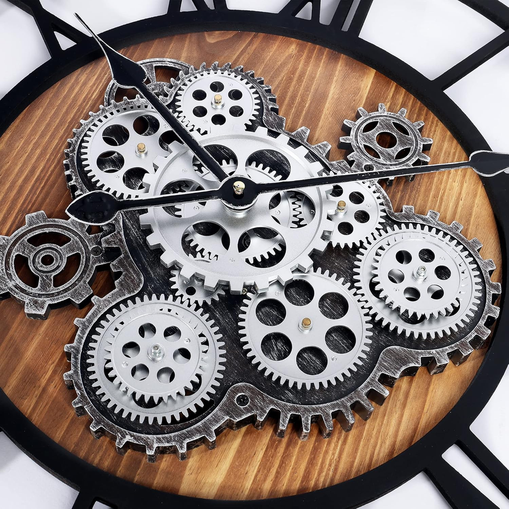 Nástěnné hodiny Steampunk – Černo-stříberné 58 cm | Vintage Industrial | Nika's Home