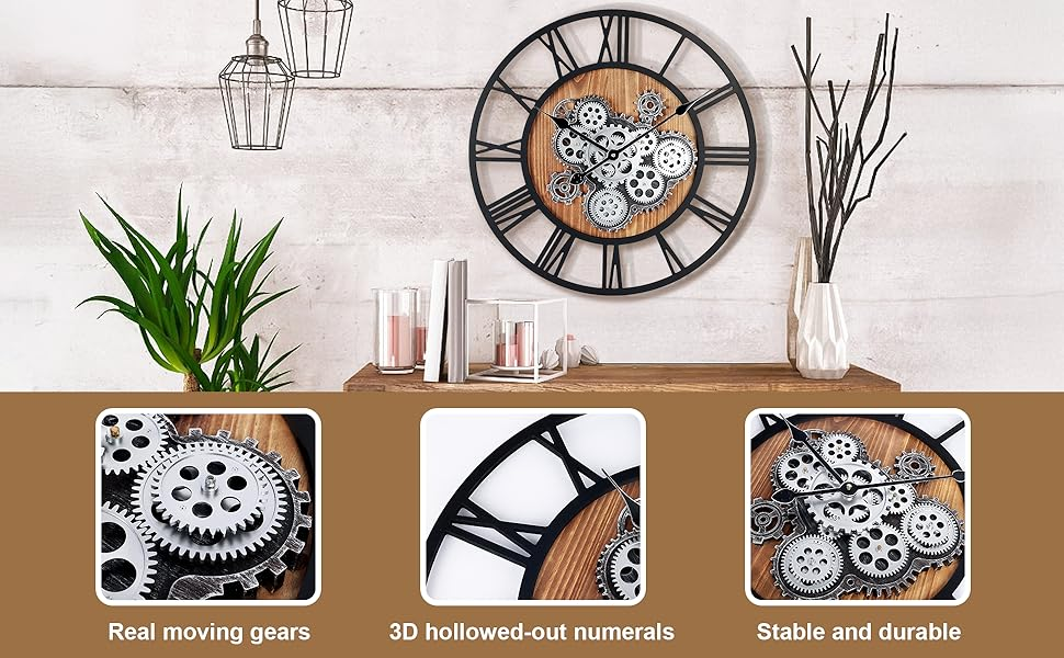 Nástěnné hodiny Steampunk – Černo-stříberné 58 cm | Vintage Industrial | Nika's Home