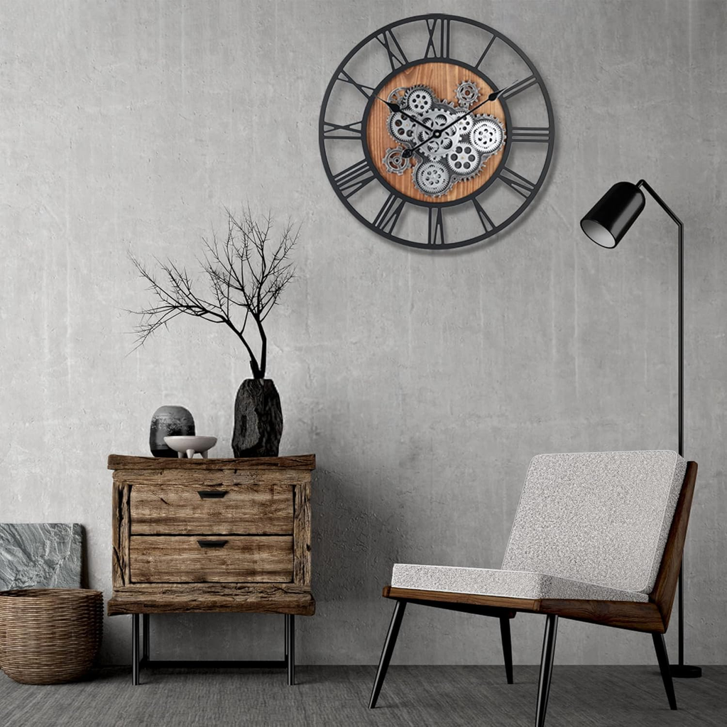 Nástěnné hodiny Steampunk – Černo-stříberné 58 cm | Vintage Industrial | Nika's Home