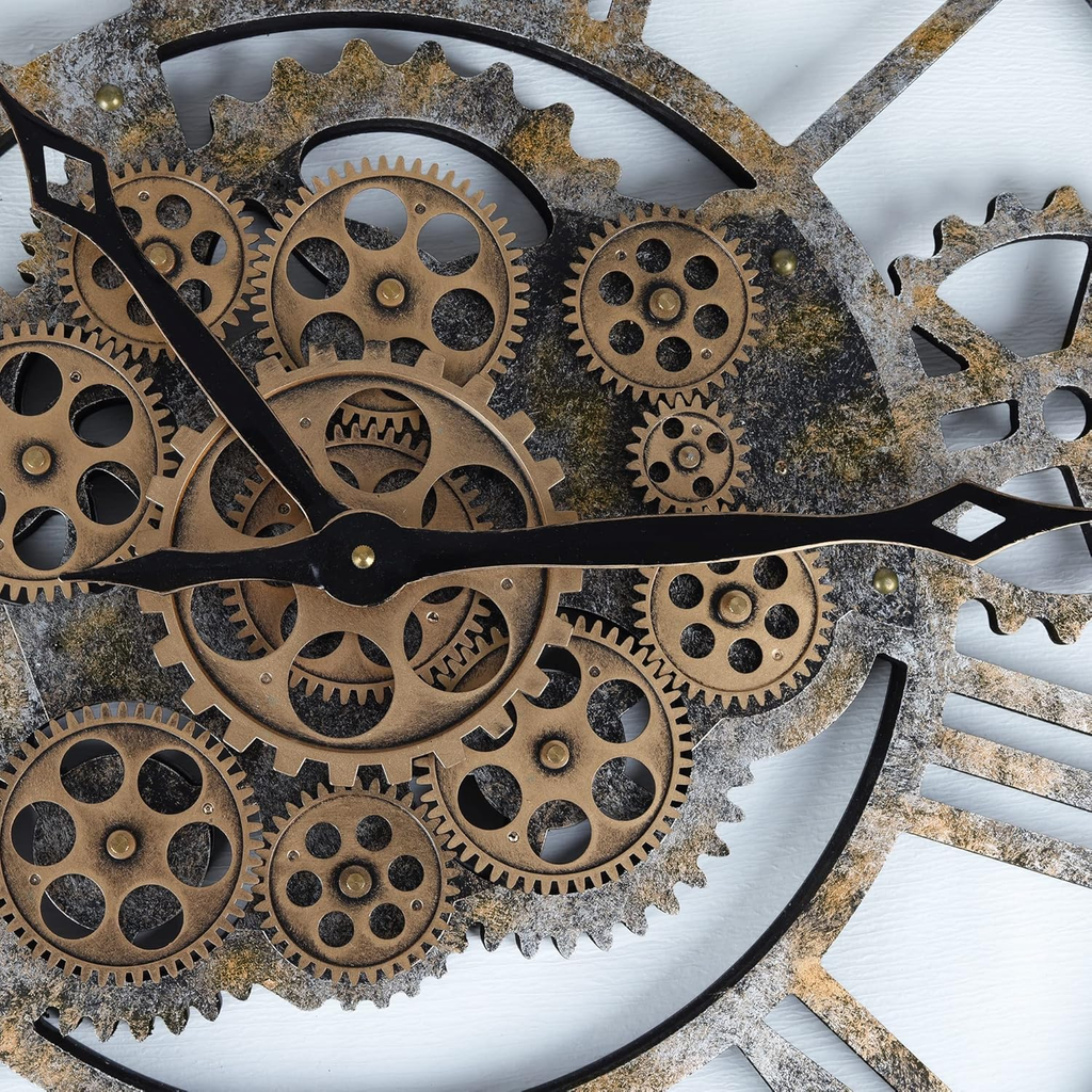 Nástěnné hodiny Steampunk – Stáro-zlaté 58 cm | Vintage Industrial | Nika's Home