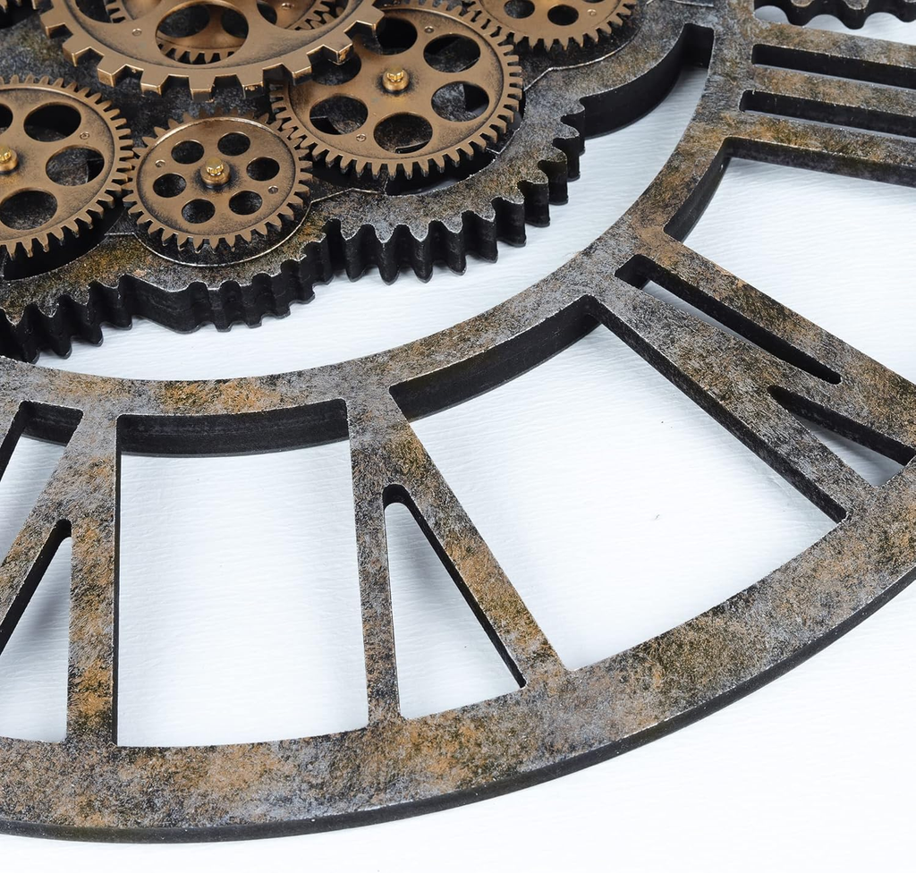 Nástěnné hodiny Steampunk – Stáro-zlaté 58 cm | Vintage Industrial | Nika's Home