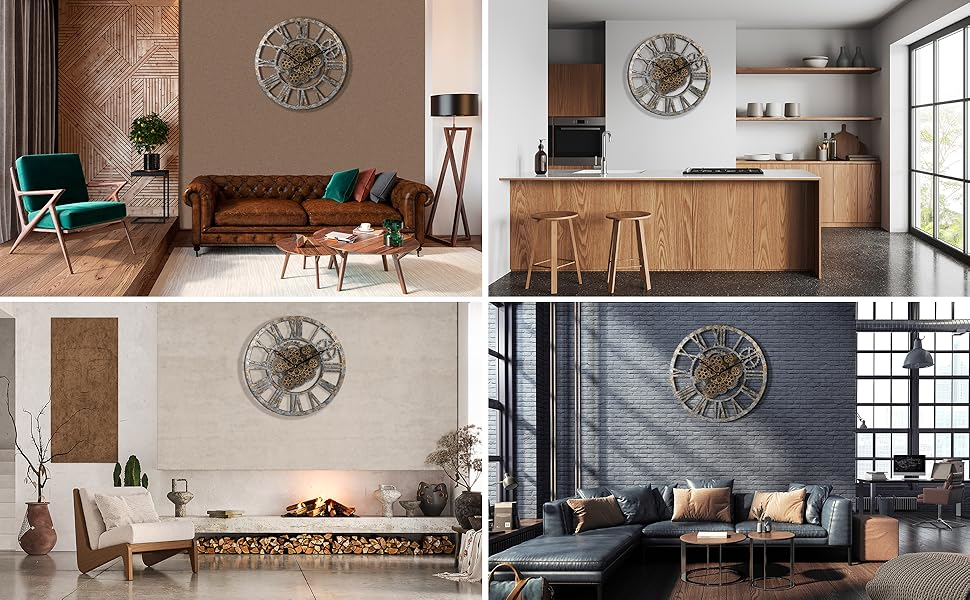 Nástěnné hodiny Steampunk – Stáro-zlaté 58 cm | Vintage Industrial | Nika's Home