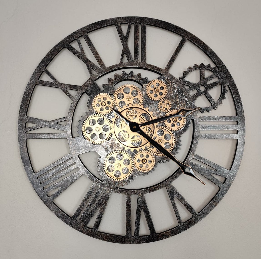 Nástěnné hodiny Steampunk – Černo-zlaté 58 cm | Vintage Industrial | Nika's Home