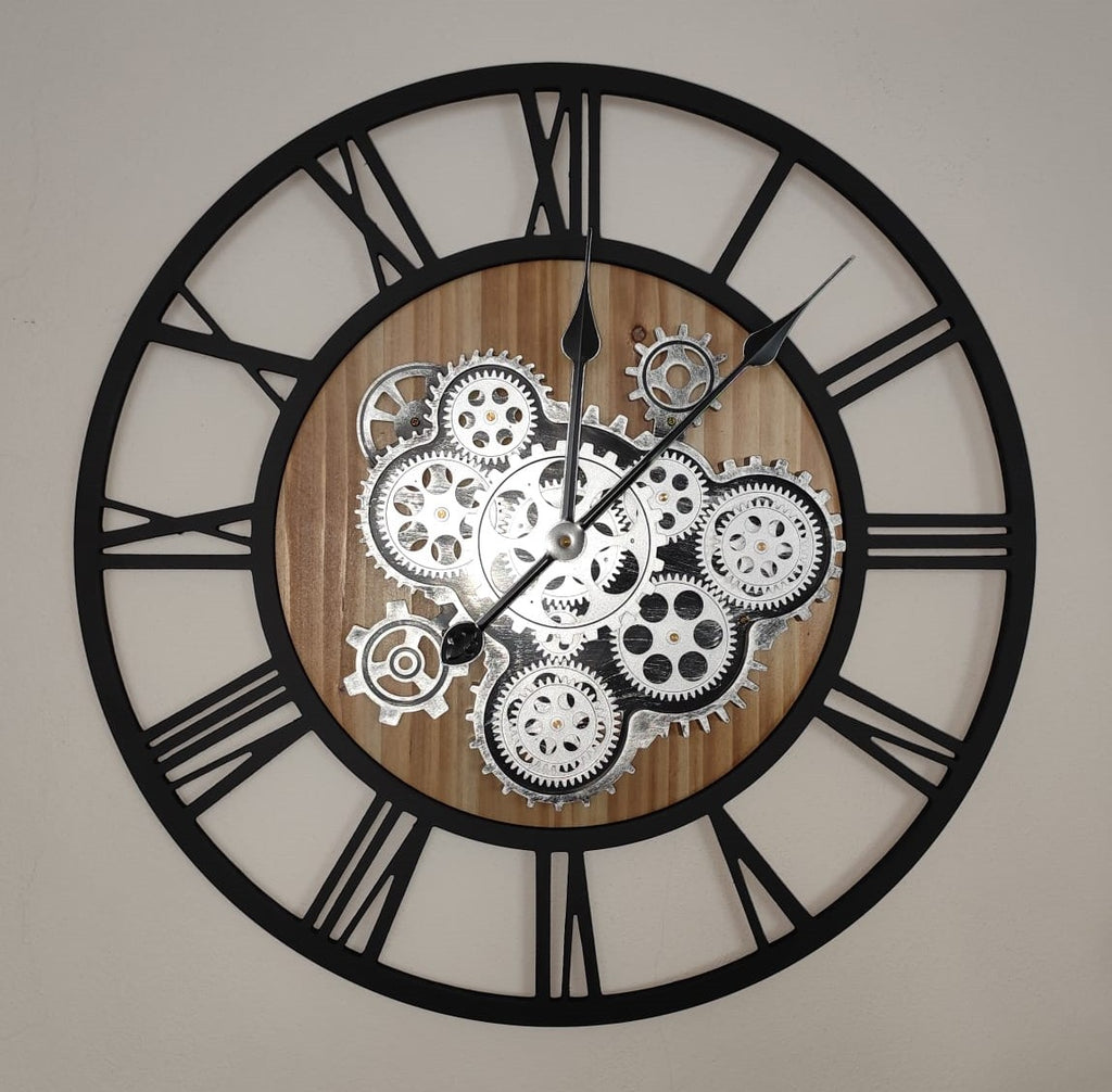 Nástěnné hodiny Steampunk – Černo-stříberné 58 cm | Vintage Industrial | Nika's Home