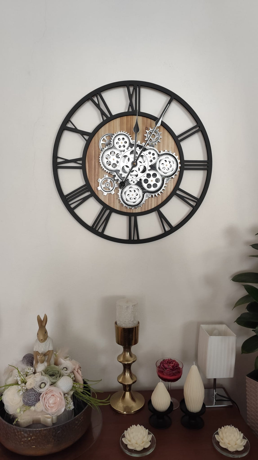 Nástěnné hodiny Steampunk – Černo-stříberné 58 cm | Vintage Industrial | Nika's Home